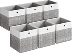 SONGMICS Storage Cubes, Set of 6 Foldable Fabric Storage Boxes, Cube Organizer Boxes with Handles, for Closet Shelves, Odorle