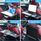 VarCozy Car Steering Wheel Tray, Foldable Hanging Rear Headrest Car Tray with Expandable Tray and Beverage Cup Slot, Portable Car Desk for Laptop Work, Eating, Drinking, and Doodling