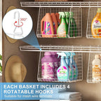3-Pack Extra-Tall 13.6'' Hanging Laundry Basket Organizer, Foldable Wire Shelf with 360° Rotating Hooks & Reinforced Height -