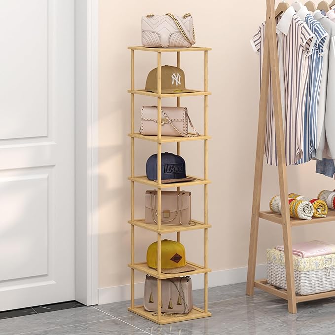 MHXW SXPN Bamboo Free Standing Shoe Rack Shelf Multi Tier Tall Wooden Stackable Shoes Rack Organizer for Closet Front Door En