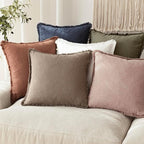 Foindtower Set of 2 Decorative Linen Fringe Throw Pillow Covers Boho Farmhouse Cushion Cover with Tassels Soft Accent Pillowc
