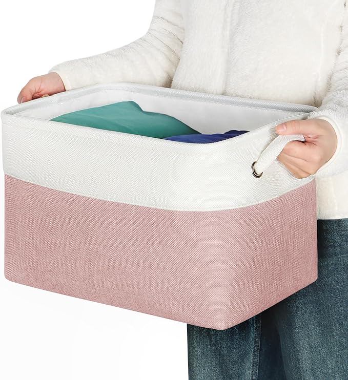 Kntiwiwo Foldable Storage Bin Collapsible Fabric Storage Basket Cube with Durable Handles Closet Organizer Bins for Organizin