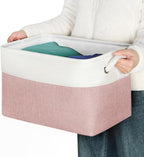 Kntiwiwo Foldable Storage Bin Collapsible Fabric Storage Basket Cube with Durable Handles Closet Organizer Bins for Organizin