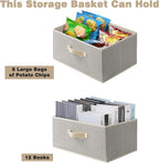 Storage Baskets, 15.7 Inch Woven Fabric Bins, Storage Cubes with Reinforced Handles, Organizer Bins for Closet Shelves, Folda
