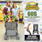 𝟐𝟎𝟐𝟔 𝐔𝐩𝐠𝐫𝐚𝐝𝐞𝐝 Folding Shopping Cart with Wheels, 80lbs Multi Use Grocery Carts with 360° Wheels & Removable Tote Bag, Multifunctional Portable Personal Shopping Carts for Groceries (Gray)