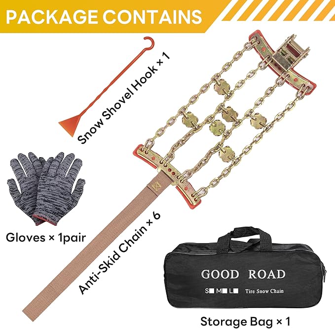 Tire Chains, Snow Chains, Anti-slip Tire Chains for Cars SUVs Pickup Trucks Adjustable Emergency Transaction Chains for Ice S