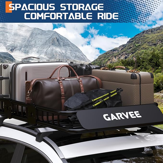 Garvee 51 in x 36 in Universal Roof Rack Basket, 200 LBS Capacity Luggage Rack, Heavy Duty Rooftop Cargo Carrier, Car Top Luggage Holder Basket Heavy Duty for SUVs, Trucks, Vehicles