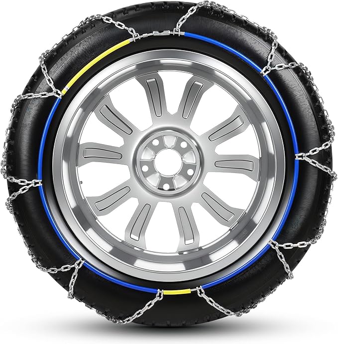 Auto-Trac Snow Chains for Car Tires Passenger Emergency Tire Chains for SUV and Car, Set of 2