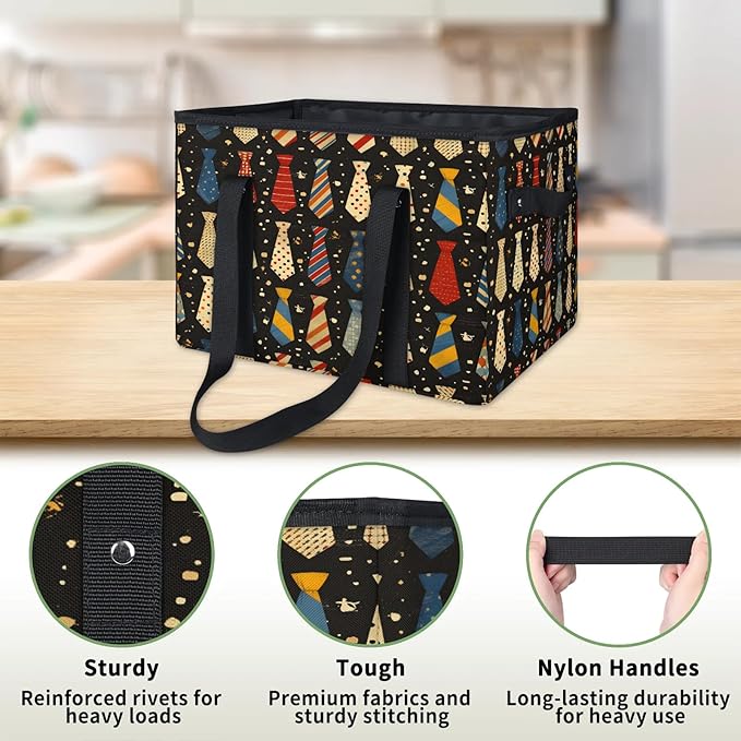 Reusable Grocery Bags Heavy Duty Shopping Bags Foldable Large Tote Bags with Long Handles & Hard Bottom