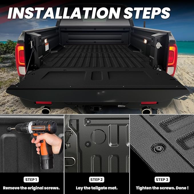 LASFIT Tailgate Mat for Honda Ridgeline 2017 2018 2019 Tailgate Liner, Custom Fit Anti-Scratch Anti-Slip Easy Installation TPE All Weather Tailgate Protector Cover, Black