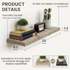 Marsmiles 30 Inch Floating Shelves | 9.3 Inch Deep Grey Wood Wall Shelves Set of 2 | Rustic Reclaimed Wood Shelves for Room W