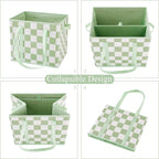 Checkered Reusable Grocery Bags Heavy Duty 3 Pack Foldable Shopping Bags with Handles for Groceries Collapsible Tote
