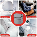Simple Deluxe Car Trash Can, Multipurpose Bin with Lid and Storage Pockets, Collapsible Adjustable Straps and Portable Organizer, 2 Gallon, Grey