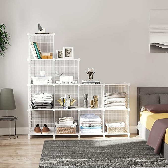 AWTATOS Wire Cube Storage Organizer, Closet Organizers and Storage, Metal 12 Cube Storage Shelves Bookshelf, Portable Closet 