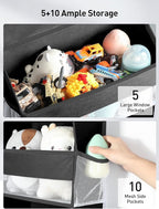 Yecaye 1 Pc Over the Door Organizer with 5 Bins 10 Side Pockets, 44lbs Load Hanging Bathroom and Bedroom Organizer, behind th
