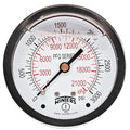 Winters 2-1/2" Dial Size, Liquid Filled Industrial Pressure Gauge, Brass Internals, Stainless Steel Case, Dual Scale 0-3,000 psi/kPa, 1.5% Acc, 1/4" NPT Back Mount, Glycerin Filled Pressure Gauge