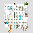 Pegboard Combination Kit, Modular White Pegboard Wall Organizer with 4 Pegboards & Accessories Hanging for Gaming Office Wall