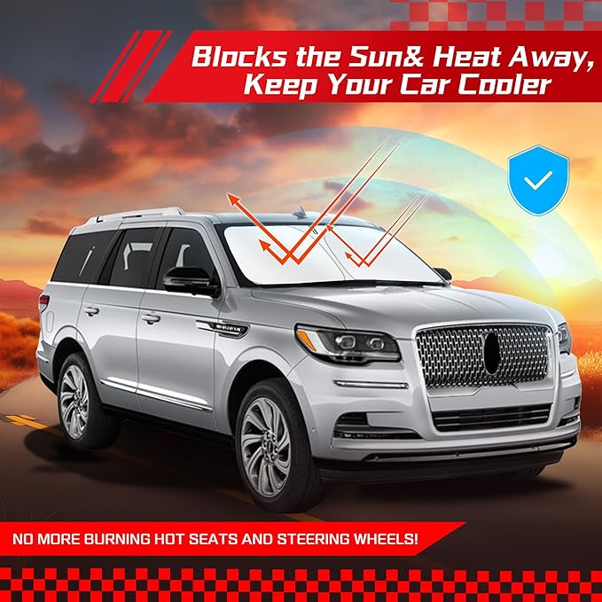 ARISMOTOR Windshield Sun Shade for Lincoln Navigator 2018-2025 2026, Custom Fit Foldable Front Window Sunshade Sun Visor Protector, Block UV Rays Keep Your Car Cooler
