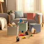 Storage Cube Organizer Bin 13" x 15" x 13" Large Boxes Fabric Basket with Handles for Organizing Shelves Closet Clothes 4 Col