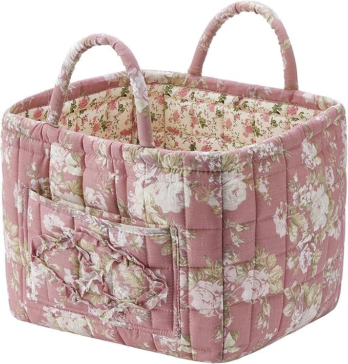 Boho Fabric Storage Basket, Large Capacity Laundry Basket, 12.2'' x 10.23'' x 10.23'' Collapsible Laundry Hamper with Easy Ca