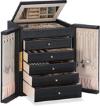 Dajasan Large Jewelry Organizer Box with 5 Drawers, Jewelry Box for Women, 6-Tier Jewelry Storage Organizer with Mirror for N