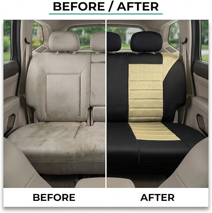 FH Group Automotive Car Seat Covers Rear Set Premium 3D Air Mesh Seat Covers, Airbag Compatible and Split Bench Cover Univers