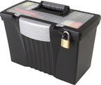 Storex Portable Letter/Legal Filebox with Organizer Lid, Letter/Legal Files, 14.5" X 10.5" X 12", Black