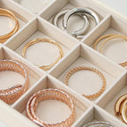 Stackable Jewelry Organizer Tray For Drawers,White Leather Small Earring Storage Tray,Bracelet And Necklace Display Box,Jewel