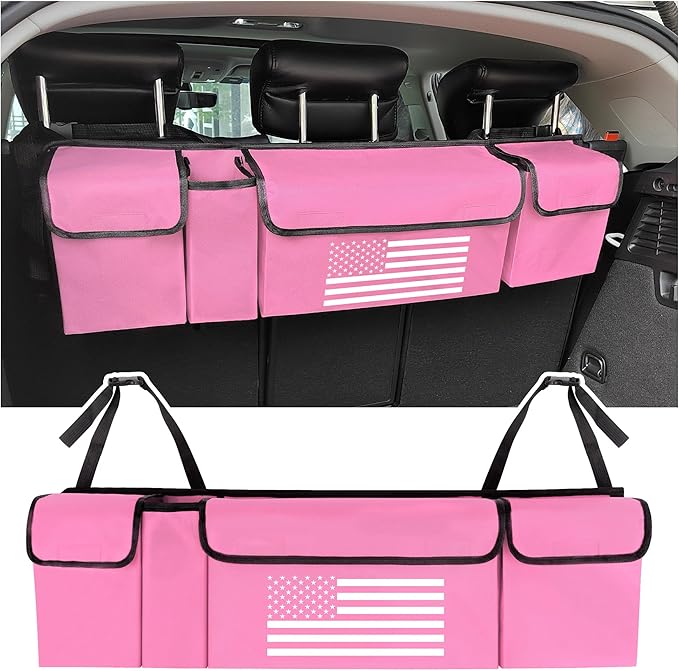 Turcee Car Trunk Organizer,Large Capacity Car Storage Organizer with US Flag Design,Hanging Foldable Car Organizers and Storag