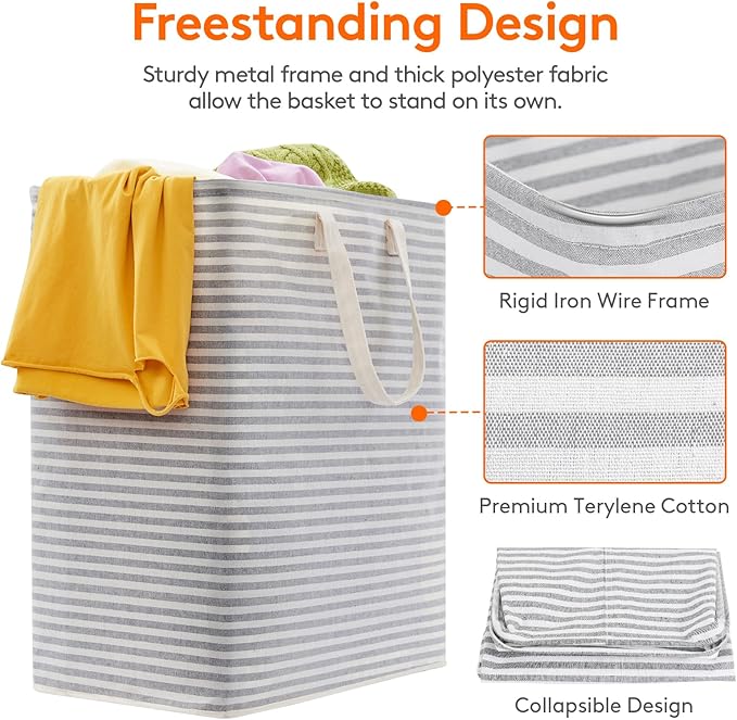 Lifewit 3 Pack Laundry Basket 100L Each, Collapsible Clothes Hamper with Reinforced Handles, Freestanding Waterproof Design f