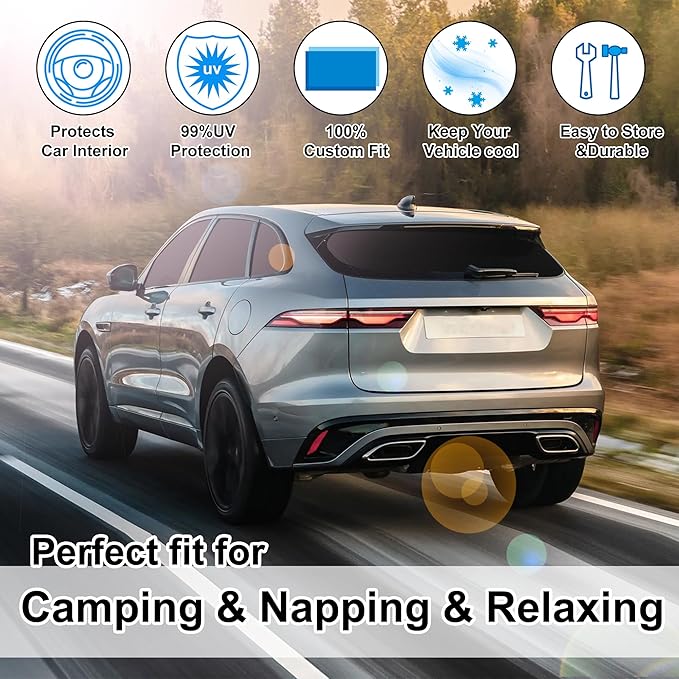TINGLU Window Shades 8PCS for Jaguar F-Pace 2016-2025 2026 Accessories Car Side Full Windows Rear Triangular Windshield Sun Shade Sun UV Rays & Privacy Protection for Camping,Napping