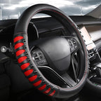 West Llama Microfiber Leather Car Steering Wheel Cover for Men Women,Universal Fit 15.5-16 inchs(Leather Nails-Red+Black-Larg