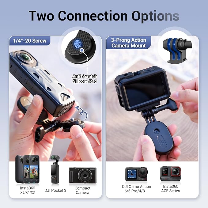JJC Magnetic Mount Stand with 1/4"-20 Screw for DJI Osmo360 Action 5 Pro 4 3 for Insta360 X5 X4 X3 Ace, Pocket 3 OSMO360, Foldable Steering Holder Bracket Base, Strong Magnets, Angle Adjustable