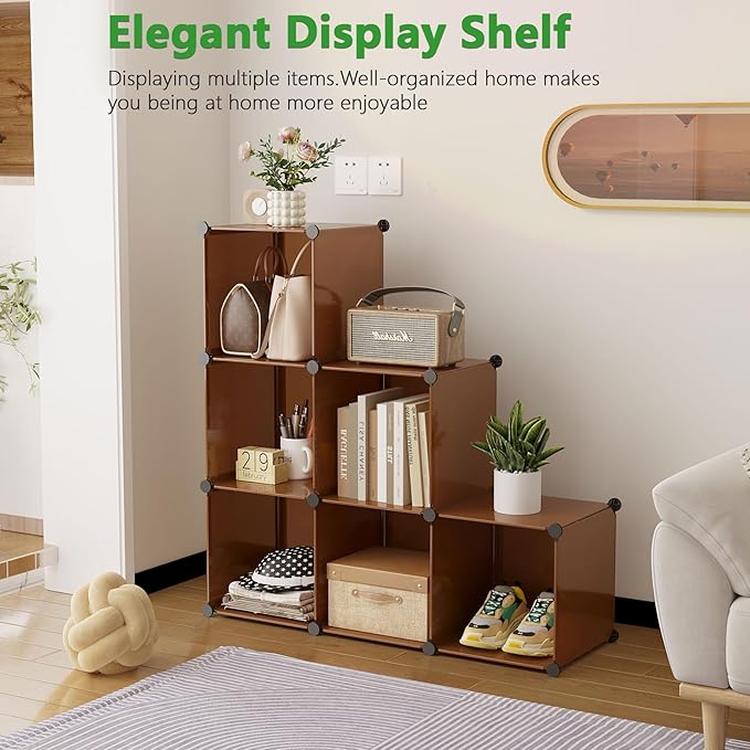 C&AHOME Cube Storage Organizer, 6-Cube Shelves Units, Closet Cabinet, DIY Plastic Modular Book Shelf, Ideal for Bedroom, Livi