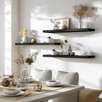 36 Inch Floating Shelves for Wall Rustic Black Wood Wall Shelves for Bedroom Set of 4