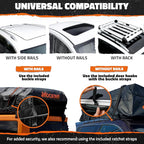 Mockins 35 Cu Ft Black Rooftop Cargo Carrier Bag | 60"x42"x24" Roof Bag Cargo Carrier for Top of Vehicle | Vehicle Soft-Shell Carriers for Car Roof Storage w/Accessories | Use with or w/o Roof Rack