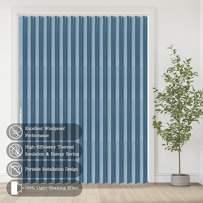 Jilron Accordian Door Curtain, 100% Blackout Folding Magnetic Doorway Curtains,Linen Style Closet Doors,for Room Divider,Priv