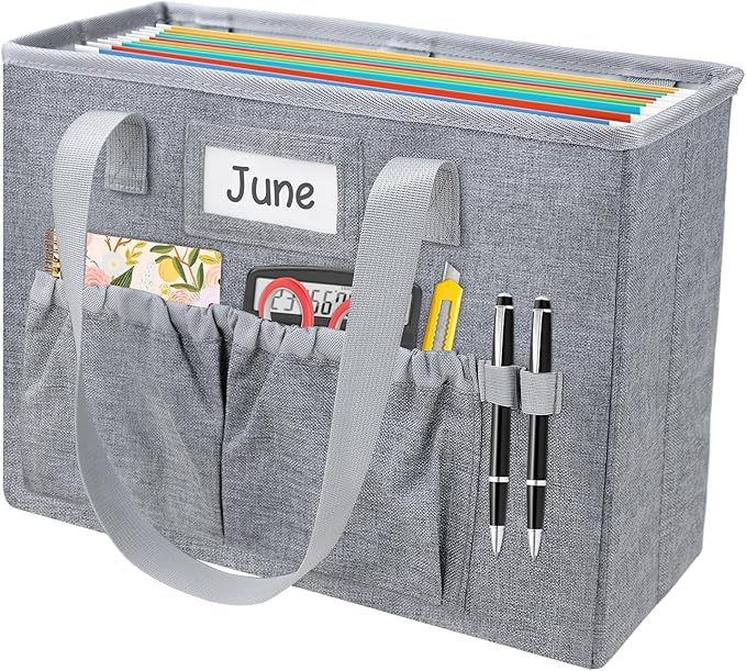 abcxgood Desktop File Organizer Box,Collapsible Hanging Filing Box,Home Office Document Storage Organizer with Front Pocket a
