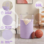 Artfeel Laundry Basket,Woven Cotton Rope Laundry Hamper,60L for Decorative Storage of Dirty Clothes,Toys and Blankets in Bath