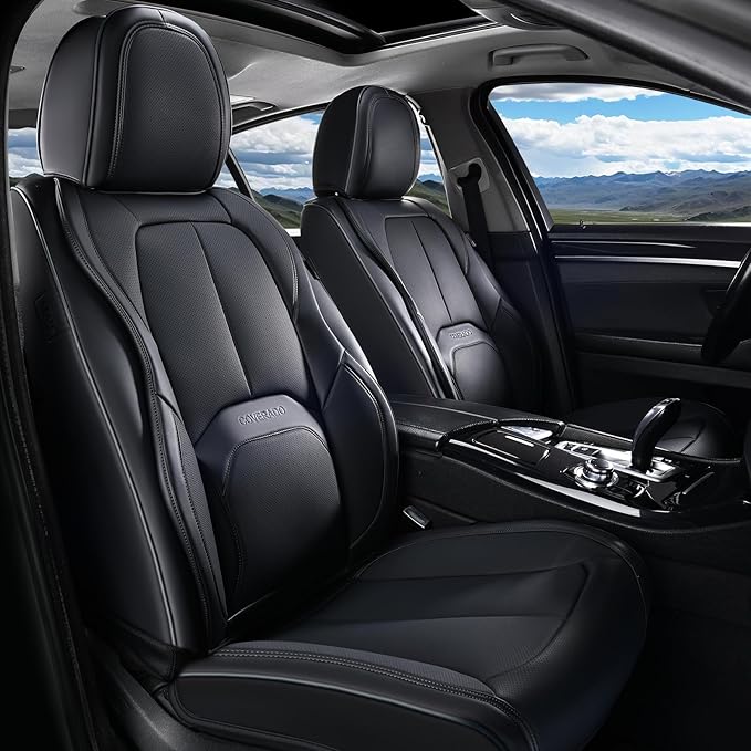 Coverado Seat Covers, Car Seat Covers Front Seats, Premium Nappa Leather Seat Covers for Cars, Waterproof Car Seat Protector 