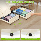 Under Bed Storage with Wheels, XXL 60L Under the Bed Storage Bins, Underbed Storage Containers with Lids & Label, Rolling Met