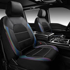 CAR PASS Leather Car Seat Covers Front Seats only, with Air Mesh Front Seat Covers Breathable, Cool Automotive Seat Covers 2 