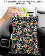 Car Trash Can, Durable Hanging Car Trash Garbage Bag, Cute Automotive Garbage Cans Organizer, Cute Colorful Flowers