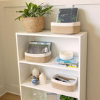 NaturalCozy 11.8"x8"x4.5” Storage Baskets for Shelves 3 Pack | Cotton Rope Woven Small Baskets for Organizing | Small Storage