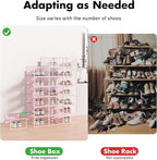 Foluck Shoe Storage Box, 15 Pack Clear Plastic Stackable Shoe Organizer for Closet, Interlocking Design Shoe Container Bins f
