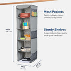 ZOBER Hanging Closet Organizer, 5-Shelf - Hanging Storage Organizer Shelves for Clothes, Towels, Toys - College Dorm Room, Nu