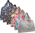 allydrew Large Foldable Tote Nylon Reusable Grocery Bags, 6 Pack