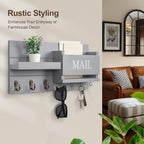 Lwenki Mail Organizer for Wall Mount – Key Holder with Shelf Includes Letter Holder and Hooks for Hallway Farmhouse Decor – R