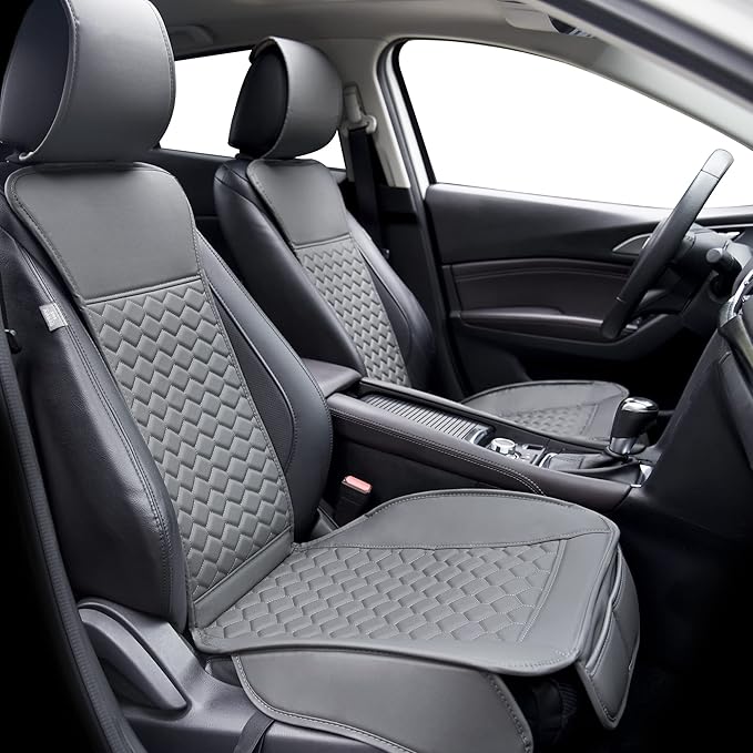 Elantrip 2PCs Front Car Seat Covers Leather Car Seat Protector Universal fit for Most Cars SUVs and Trucks Water Proof Seat P