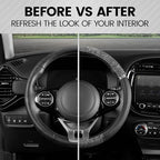 BDK Chrome Wood Grain Black & Gray Steering Wheel Cover for Cars, Trucks, Van, SUVs - Elegant and Comfortable Grip Accessorie